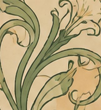 Detail: lily stems stylised into structural line
